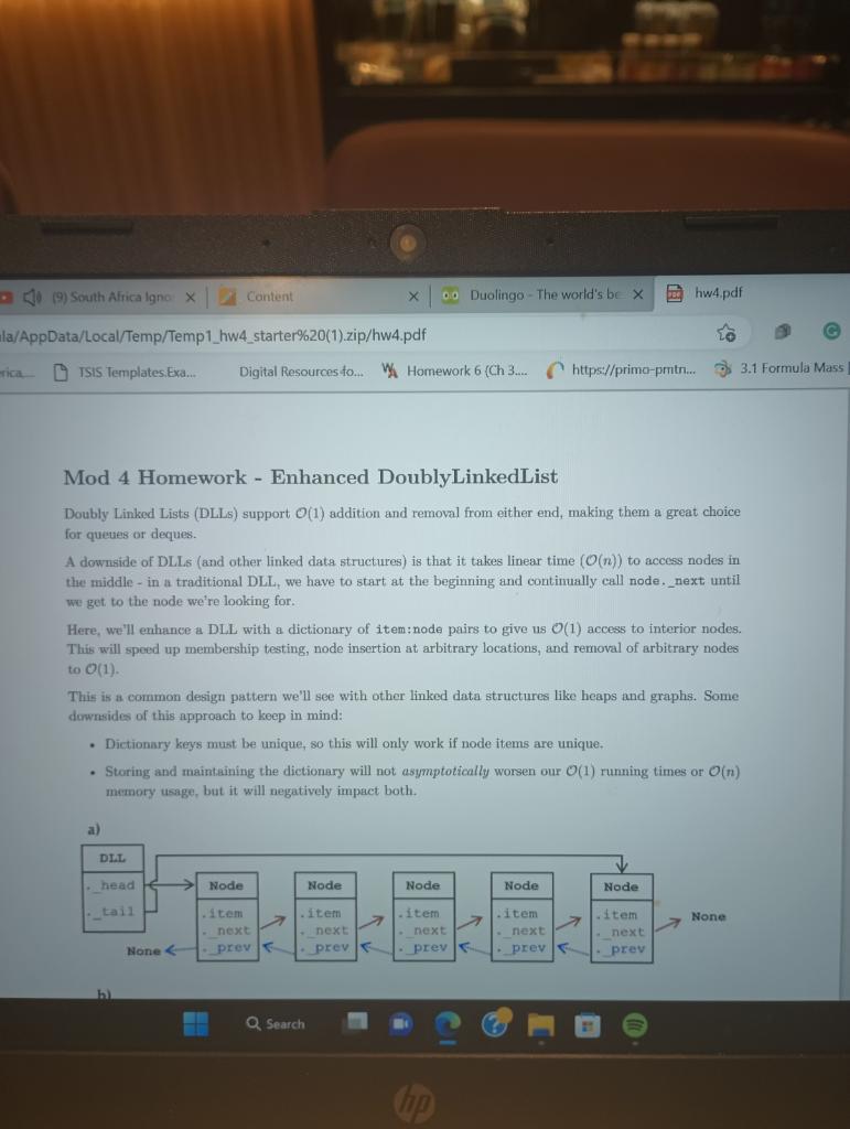MODULE 4 - ENHANCED DOUBLY LINKED LIST (QUESTION #1) Hello, can you