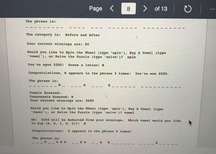 for incorrect guesses. The game ends when the player correctly guesses the