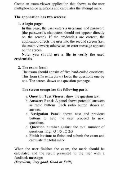 not problem time but I'm need solve java Create an exam-viewer