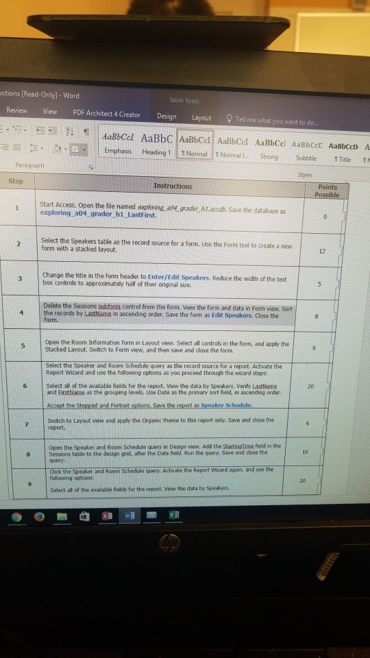  ctions [Read-Only] -Word Table Tools Review View PDF Architect 4 Creator