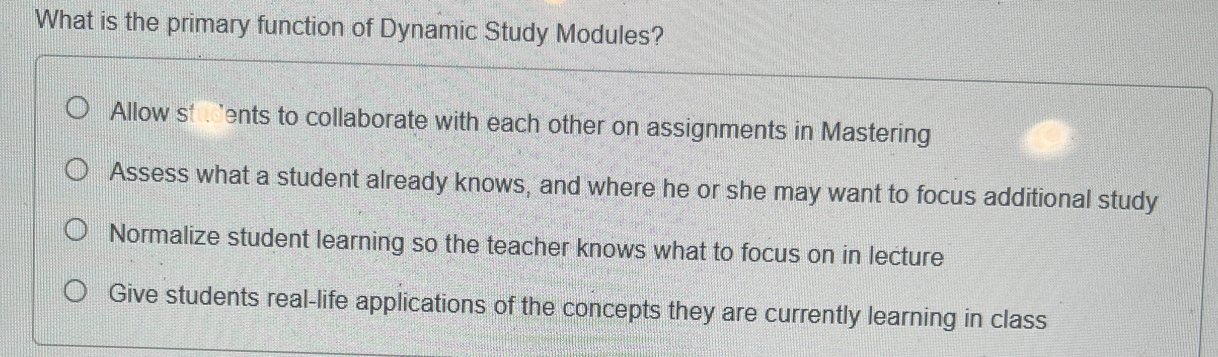  What is the primary function of Dynamic Study Modules? Allow st