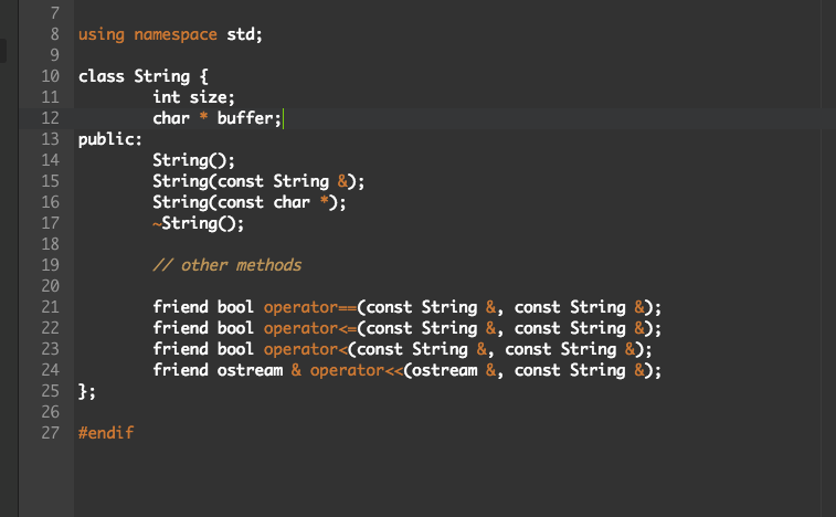 C++ Can someone please implement the constructor function String(const char*); using namespace