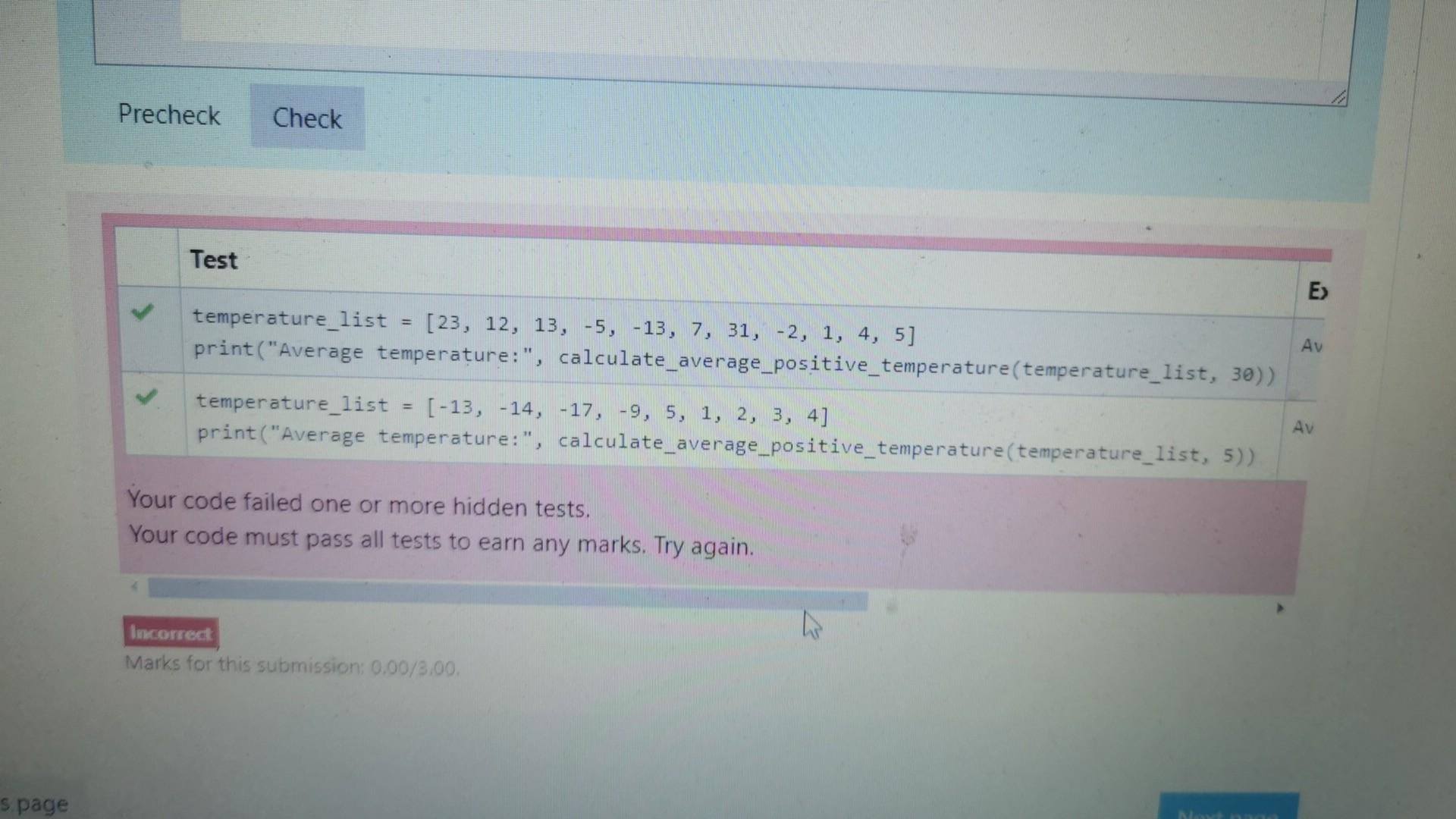 positive temperatures in temperature_list until a temperature greater than or equal to