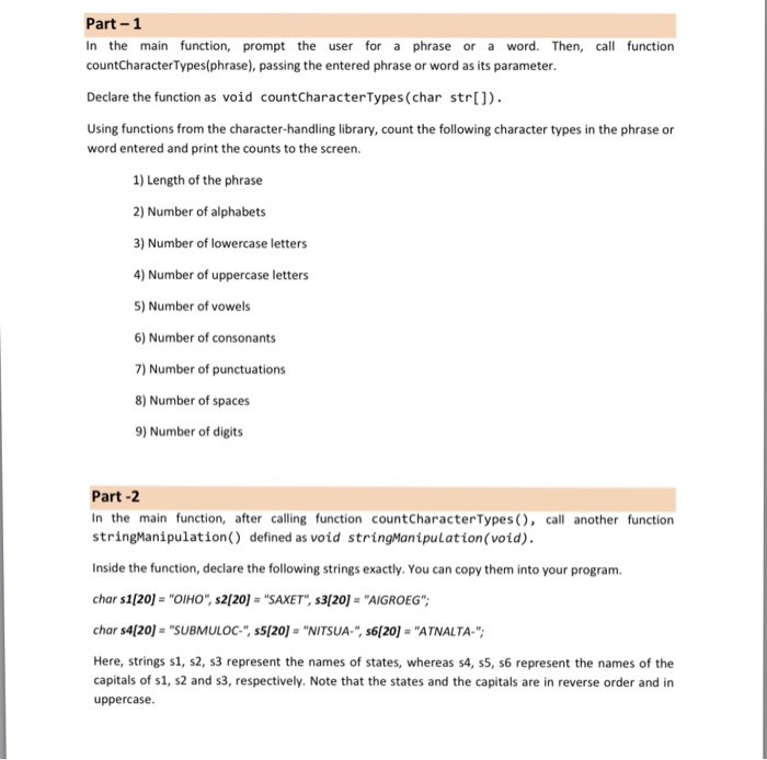 Please program both parts of this question in C programming. Part