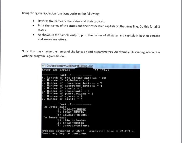 1 In the main function, prompt the user for a phrase or