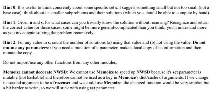 pass The NWSD function takes two arguments: the first in an int