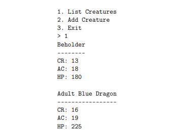 and to a file using fread() and fwrite(). The creature data should