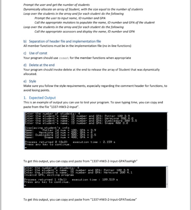 Num Student ID number int GPA double GPA Public member functions Mutators