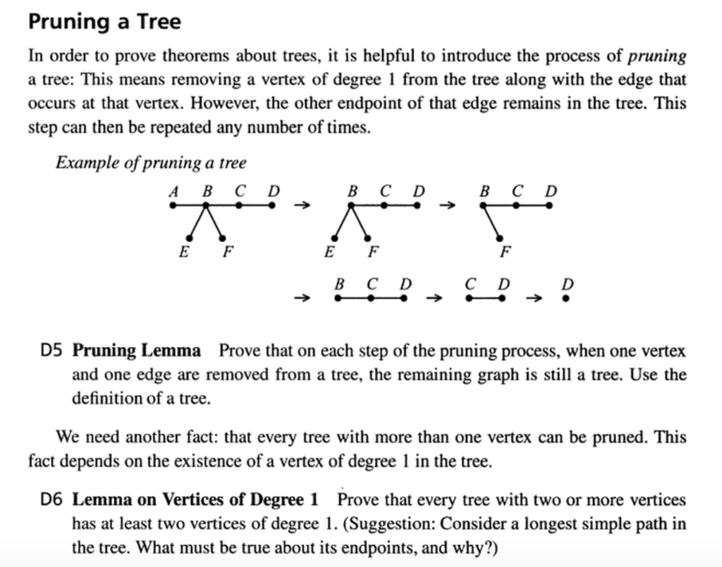 Pruning a Tree In order to prove theorems about trees, it
