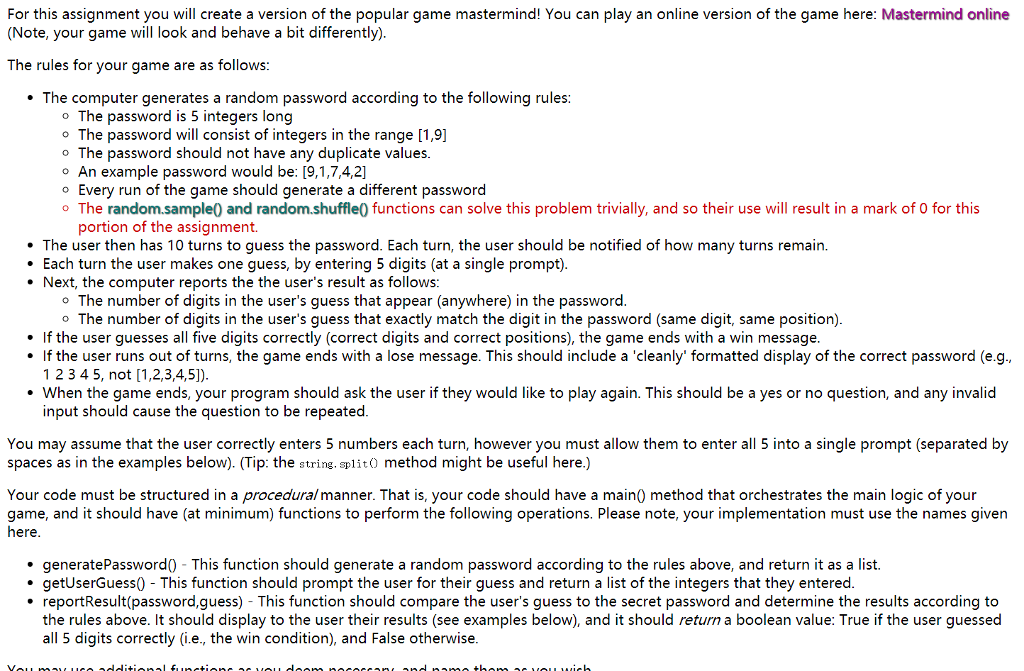 Use python to code: For this assignment you will create a version