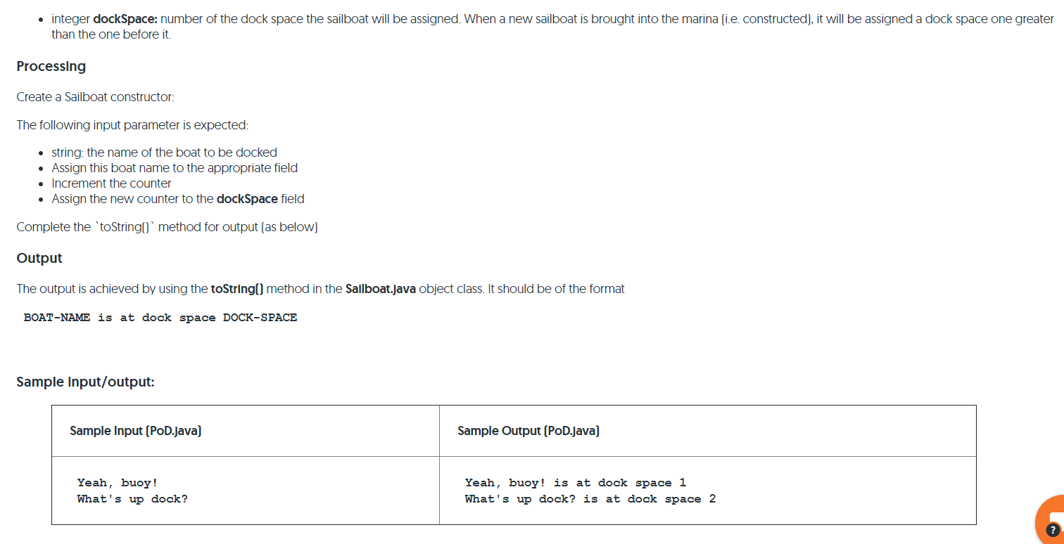need to do is to create instance variables and the constructor on