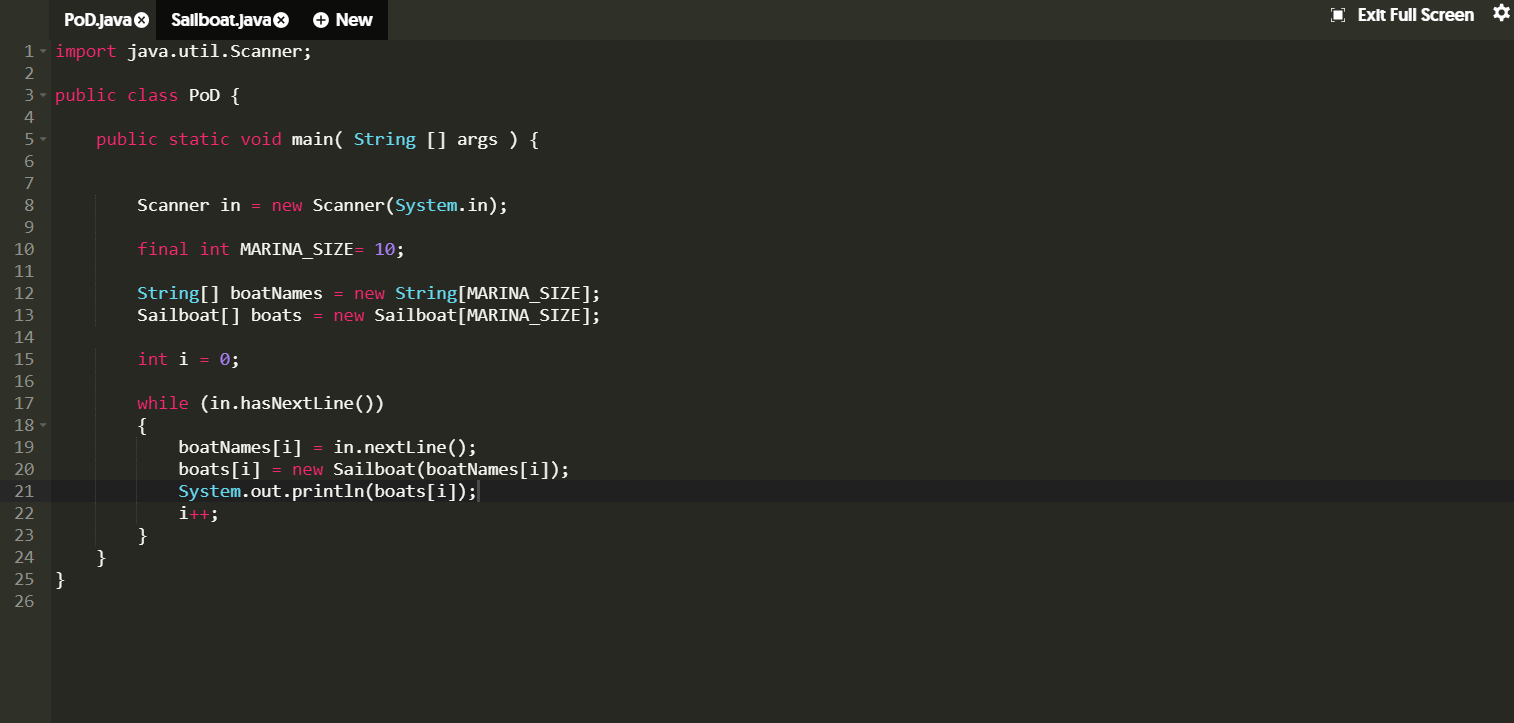Sailboat.Java file, please let me know if there are any other information