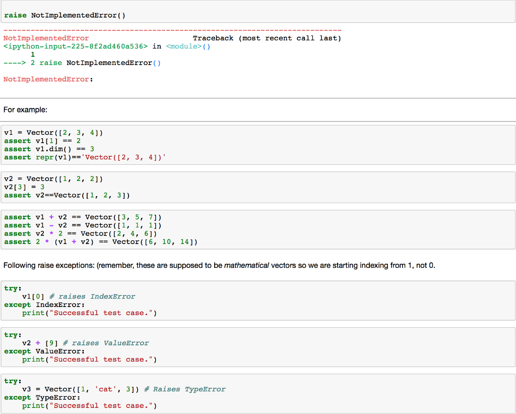 raise NotImplementedError () NotImplementedError Traceback (most recent call last) in ()