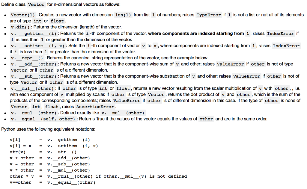 > 2 raise NotImplementedError() NotImplementedError: For example vl - Vector ([2, 3,