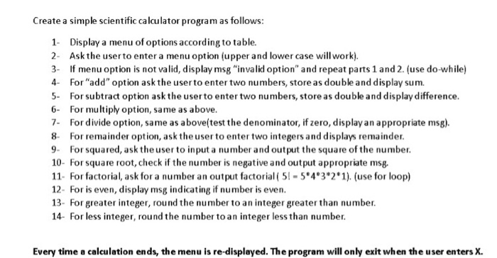  Write the program in C programming Create a simple scientific calculator