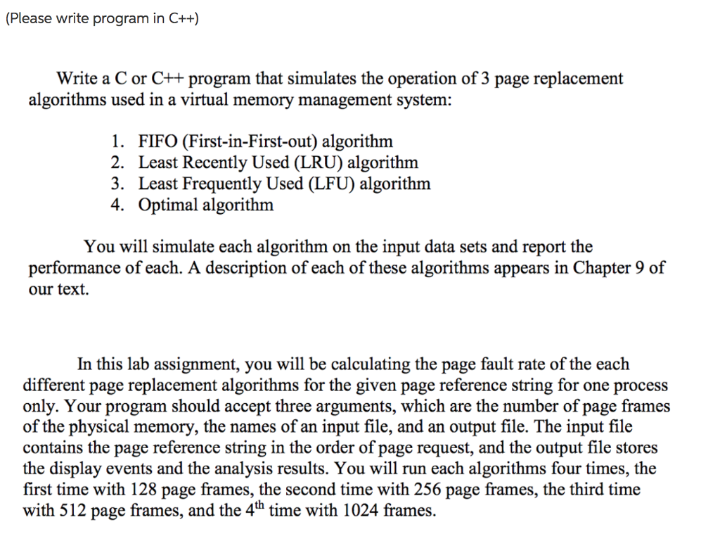  (Please write program in C++) Write a C or C++ program
