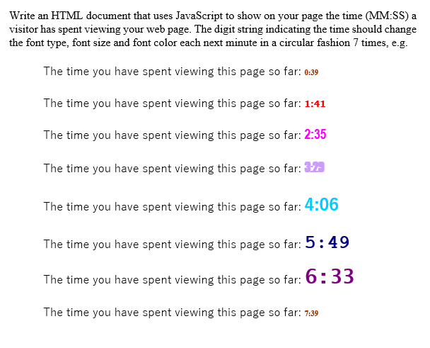  Write an HTML document that uses JavaScript to show on your