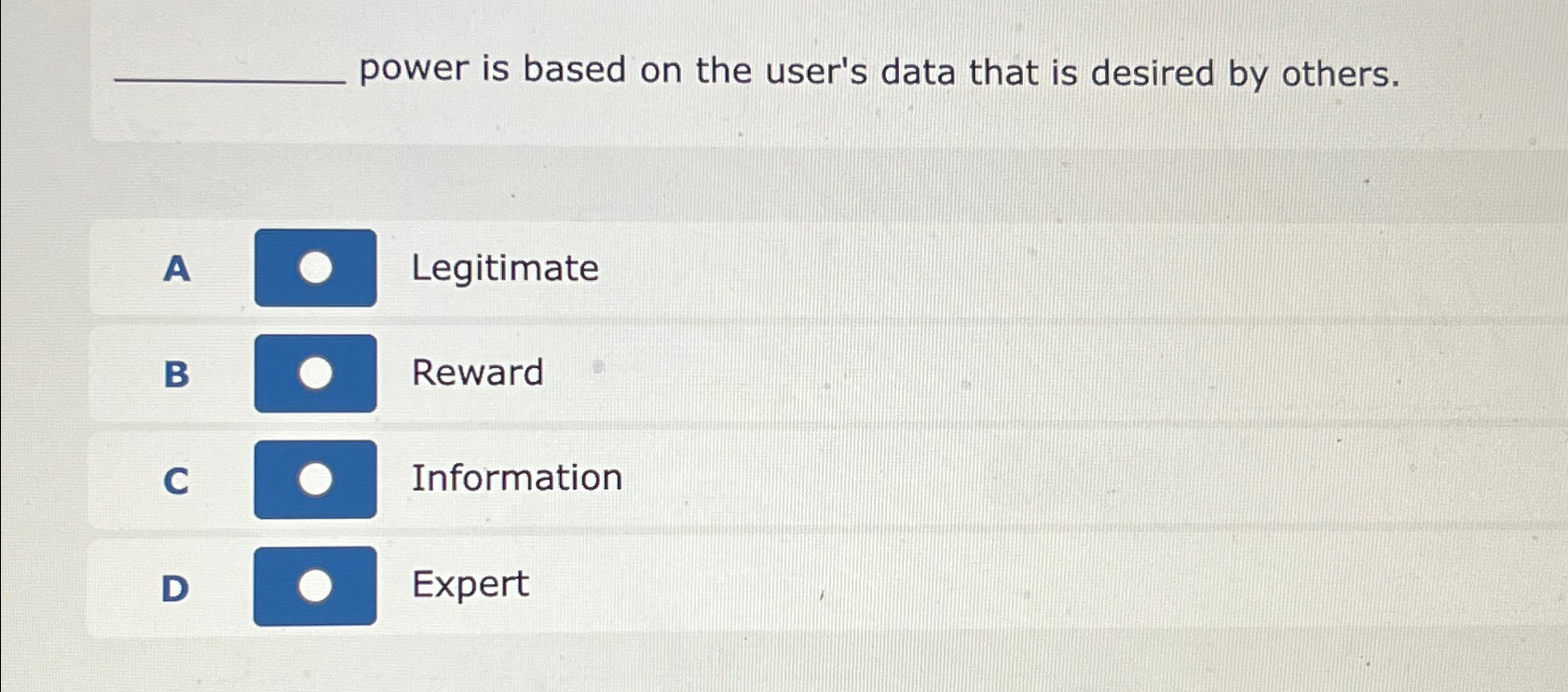  power is based on the user's data that is desired by