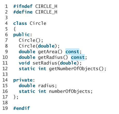 C++ (The Circle class) Implement the relational operators (, >=) in the