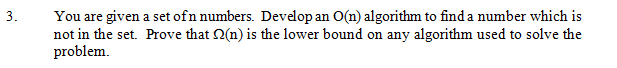 Algorithm Analysis Problem S5 P3) You are given a set of n