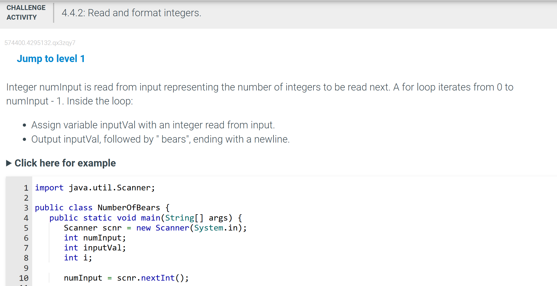  Integer numInput is read from input representing the number of integers