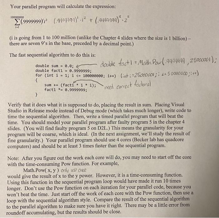  Code in C# Parallel output to be close to 1.99 x