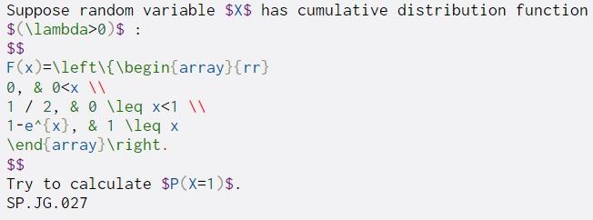  Suppose random variable $X$ has cumulative distribution function $(\lambda>0 $ :