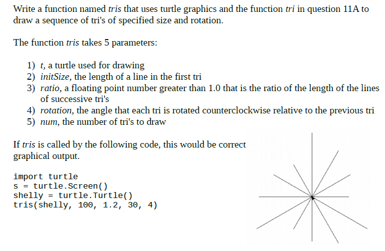 that uses turtle graphics to draw three lines of equal length with