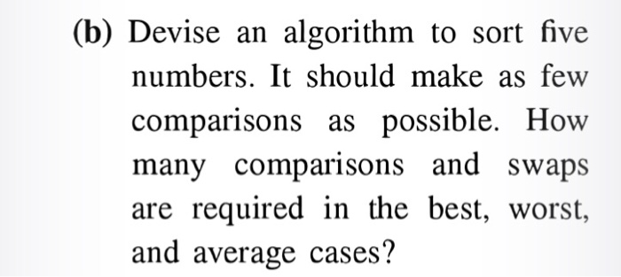  Devise an algorithm to sort five numbers. It should make as
