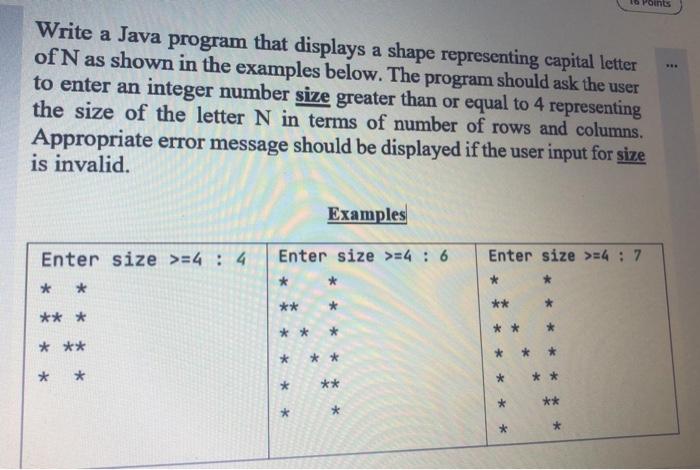 the error message "error" . Pos Write a Java program that displays