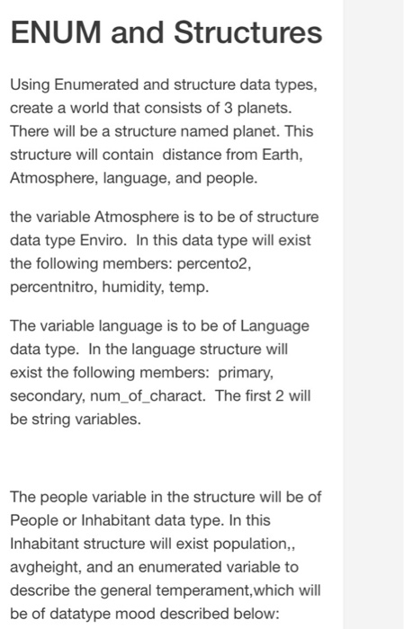  Using c++ ENUM and Structures Using Enumerated and structure data types,