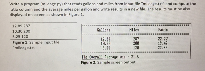  By python language .. Write a program (mileage.py) that reads gallons