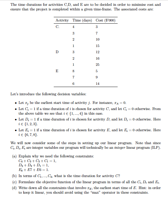 manufacturing project A CF 3 3 D Consider the AON network below,