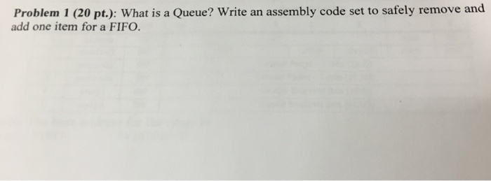  De2-115 Problem 1 (20 pt.): What is a Queue? Write an
