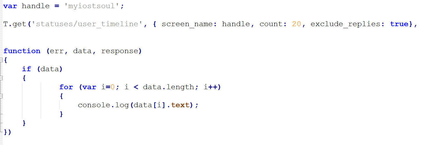 This is a javascript program that uses twitter API to "scrape" tweets