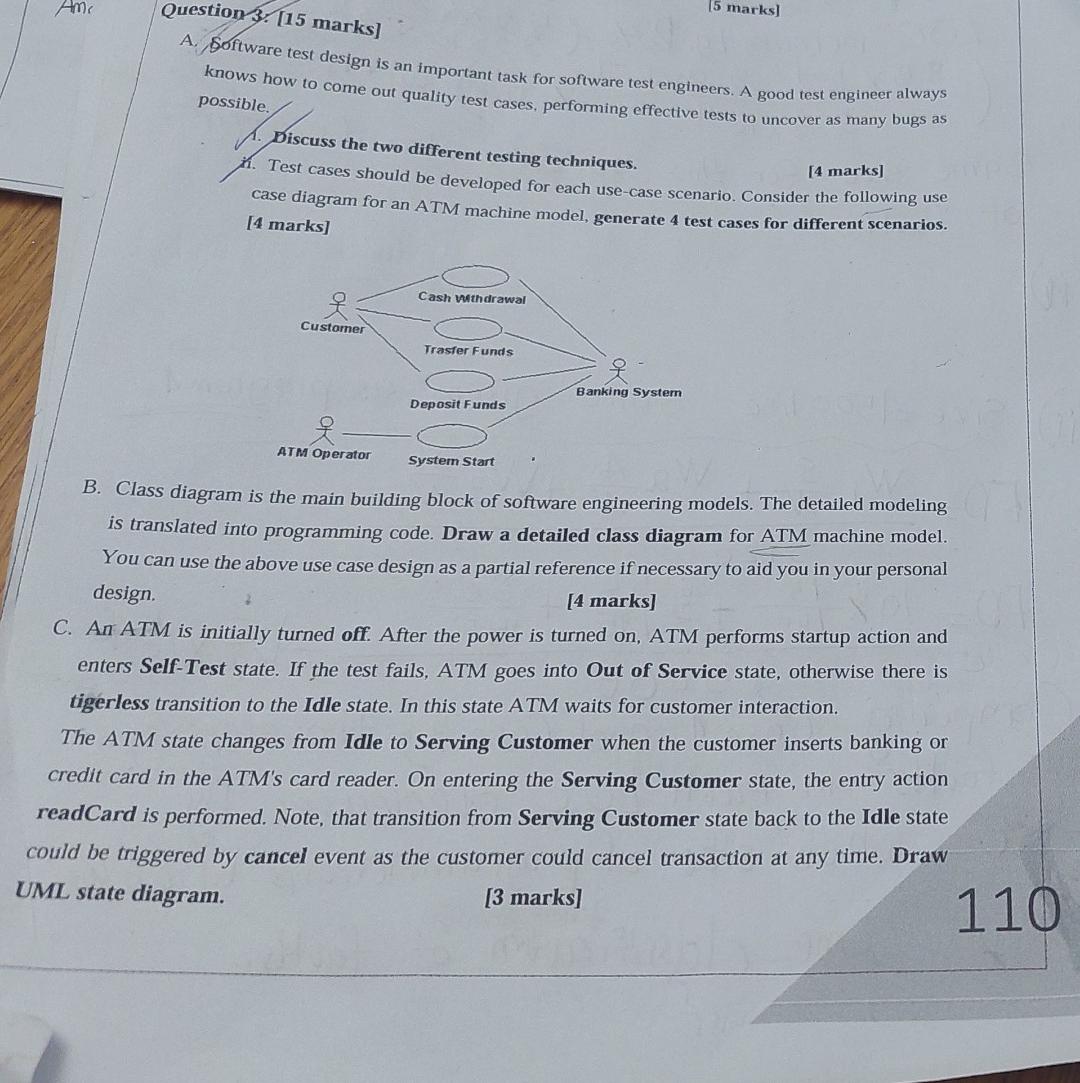  make class ,activity diagram and sequence diagram Ame 15 marks] Question
