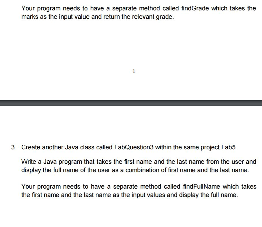class called LabQuestion1. Write a Java program that has the following methods.