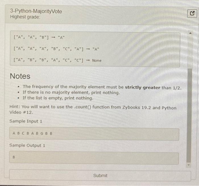 occurs > N/2 times in a list (where N is the length