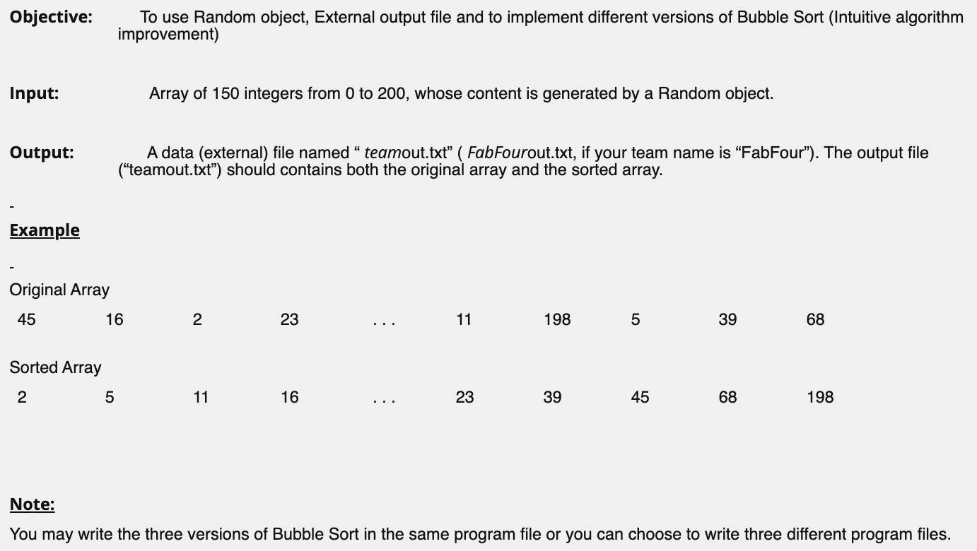 Please write a first improvement or an okay bubble sort code. Thank