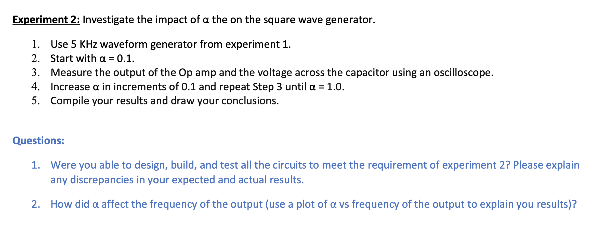 waveform generator for five frequencies: 200 Hz, 500 HZ, 1 KHz, 2