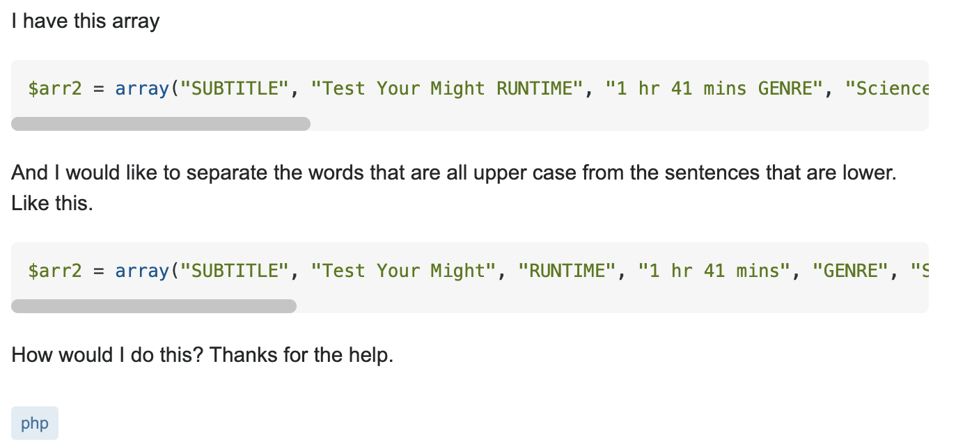  PHP I have this array $arr2 = array("SUBTITLE", "Test Your Might