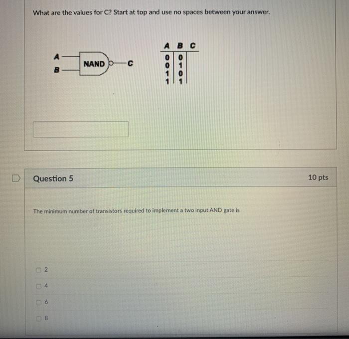  What are the values for C? Start at top and use