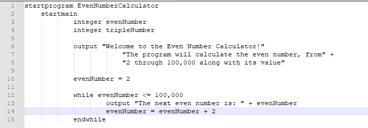 The programming language used is a pseudo-language. I started, but I'm not