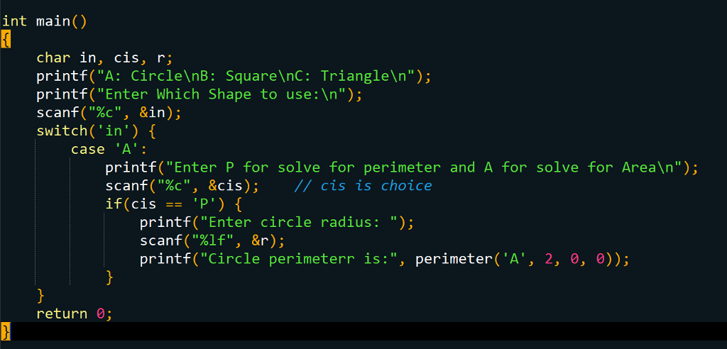  I just run this c code, but when i enter A,