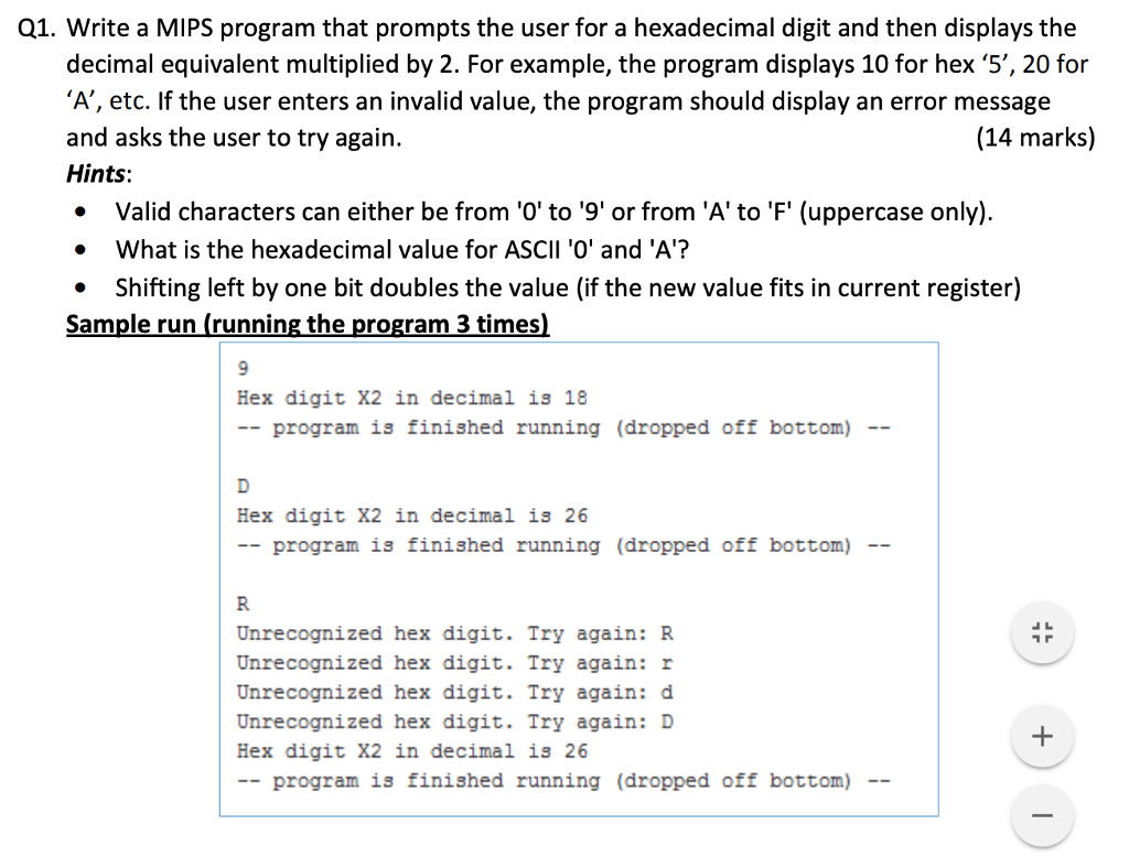 Q1. Write a MIPS program that prompts the user for a