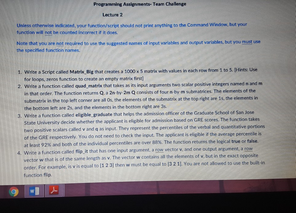  help plz!!! Write a Script called Matrix_Big that creates a 1000