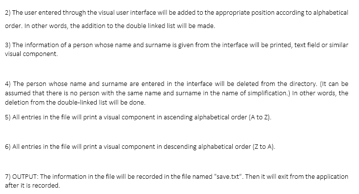 GUI PLEASE? An alphabetically ordered phone book application based on the use