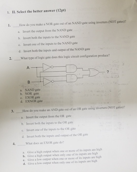 only answer. without explain 1. I1. Select the better answer (12po)