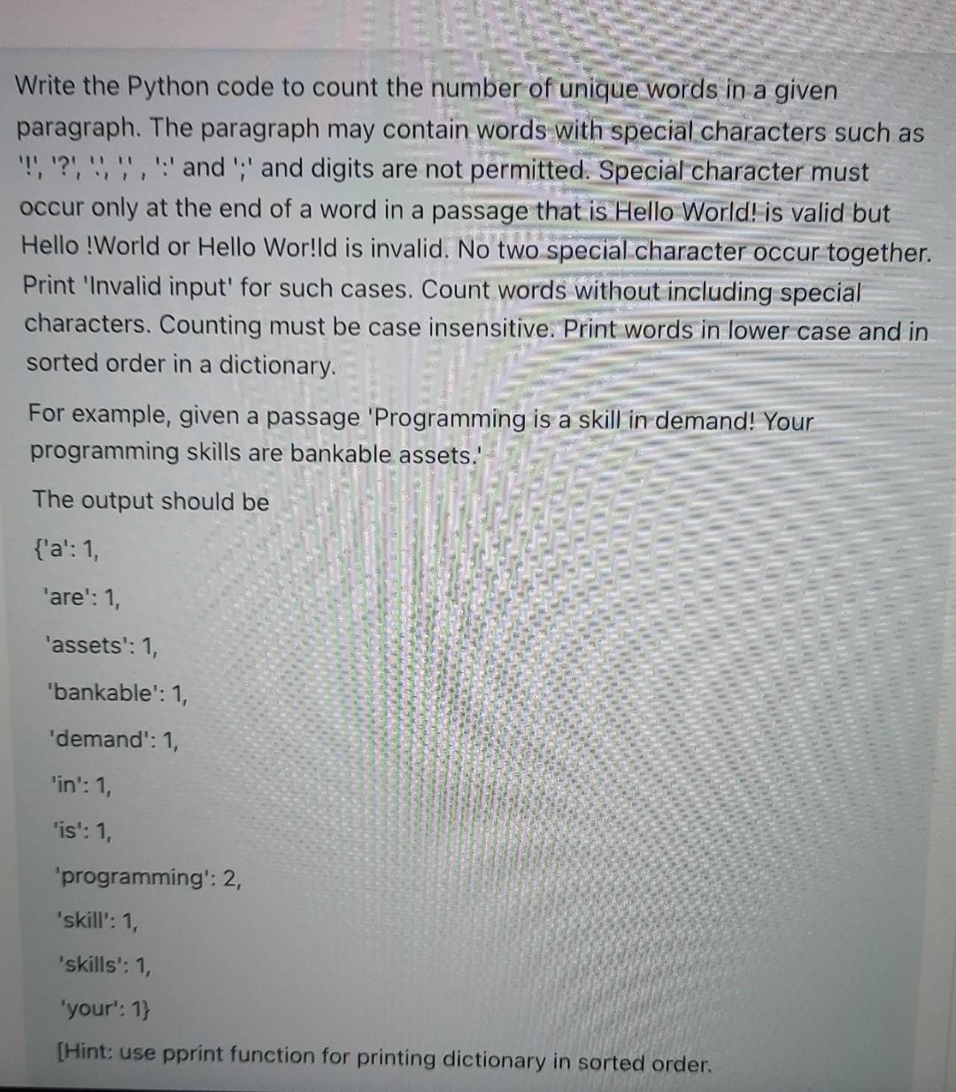 Write the Python code to count the number of unique words