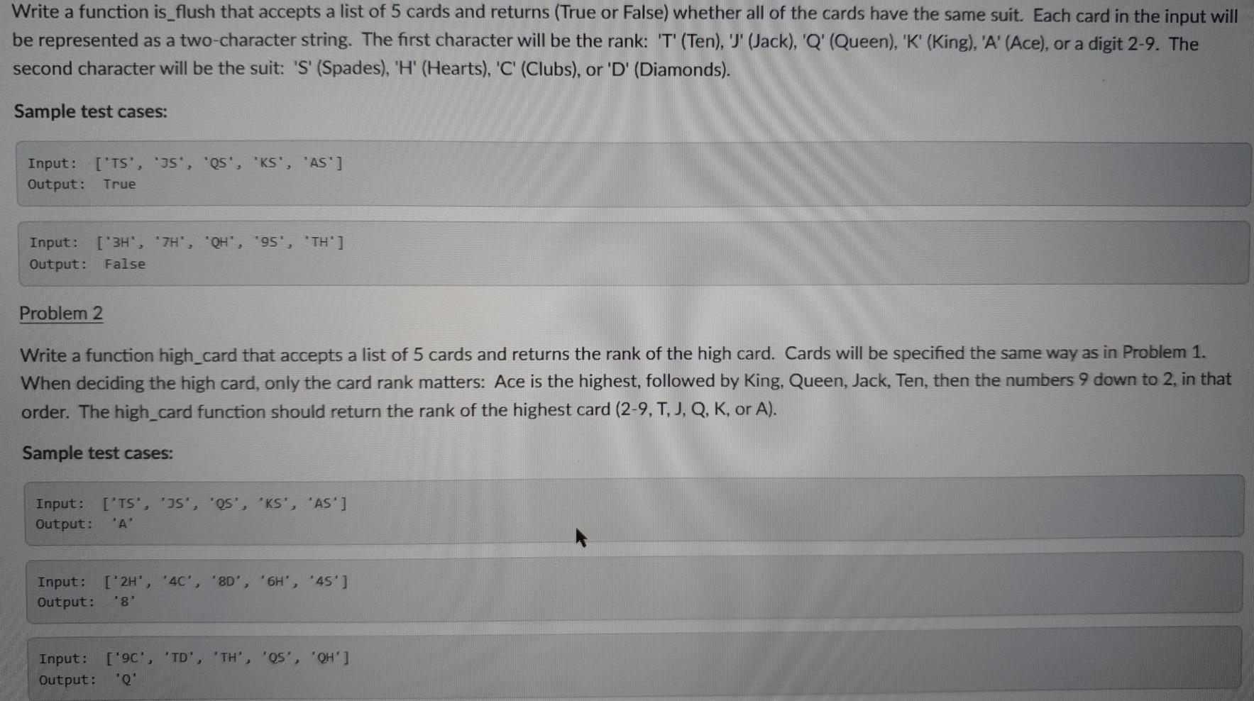 Write a function is flush that accepts a list of 5